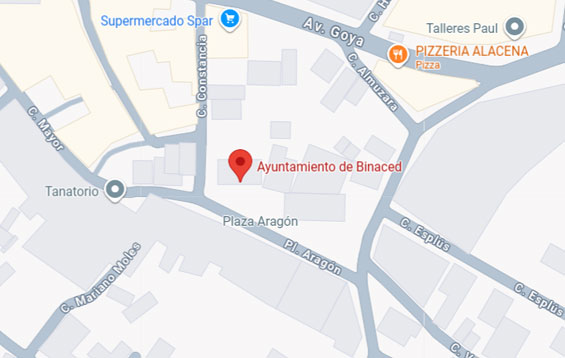 mapa registro civil juzgado de paz Binaced